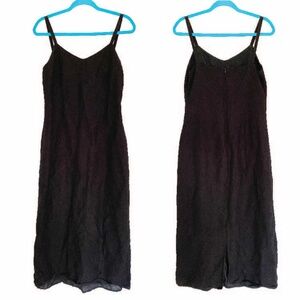 NATURAL INSTINCTS Linen Rayon Spaghetti Strap Maxi Dress Black Size 6 Minimalist